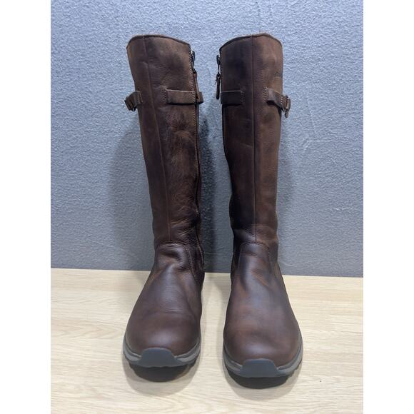 Eddie Bauer Midlite Lodge Boots Brown Leather Fleece Lined Winter Womens Size 8 - Picture 4 of 12